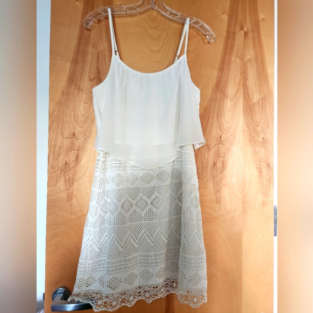 American Eagle Bohemian White lace and shiffon dress